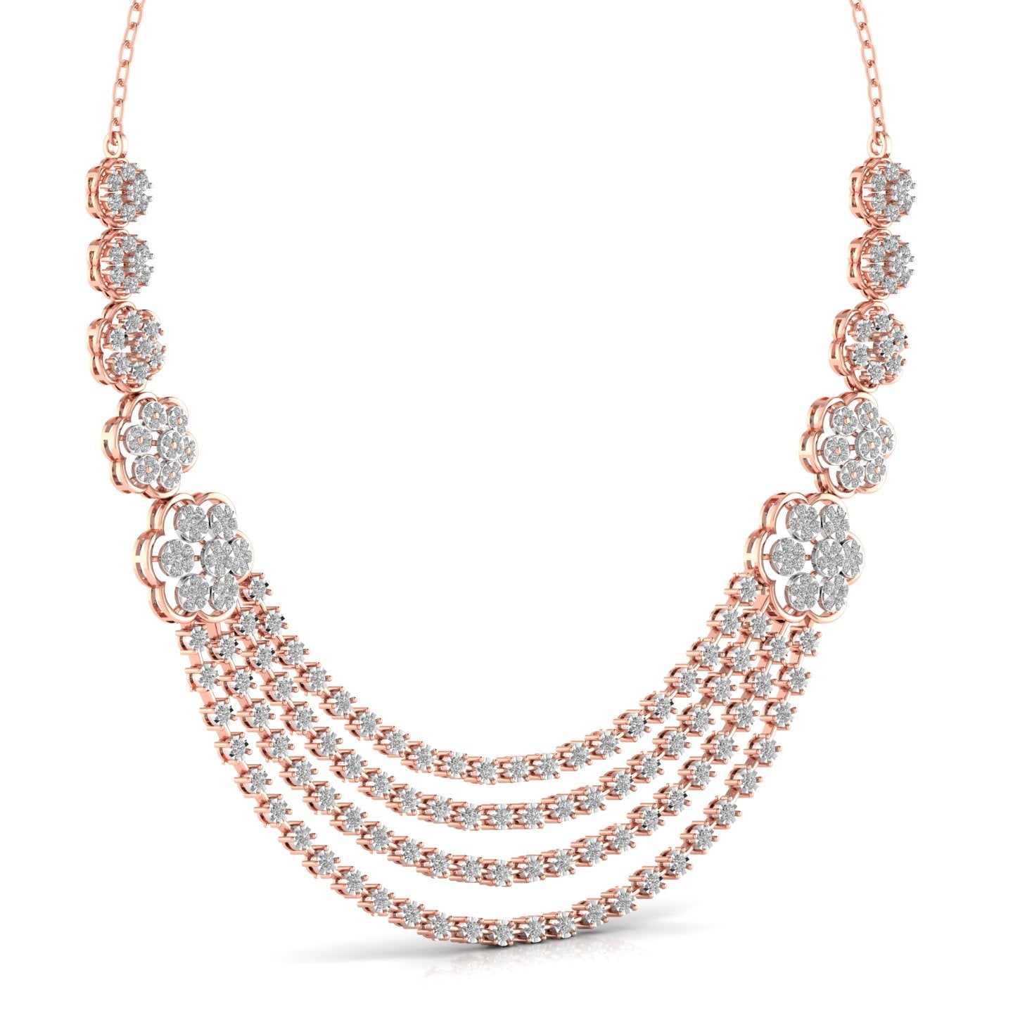 Layered Round Cut Diamonds Party Wear Necklace