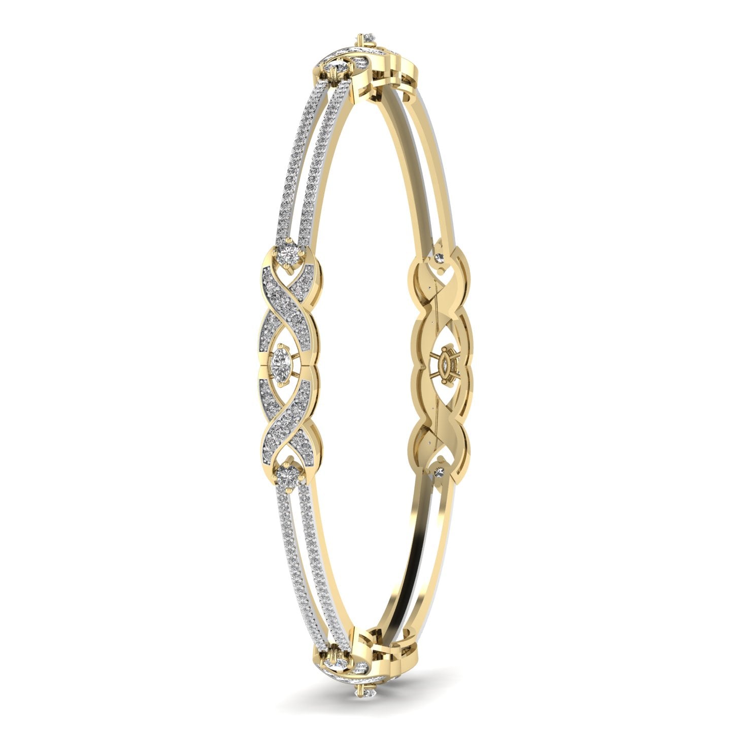 Pear Shape & Round Cut Diamonds Bracelet