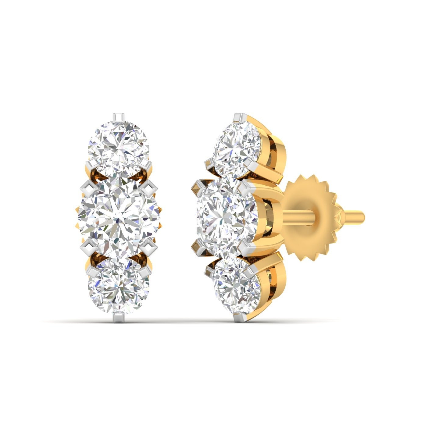 Round Cut Diamonds Triple Threat Drops Earrings