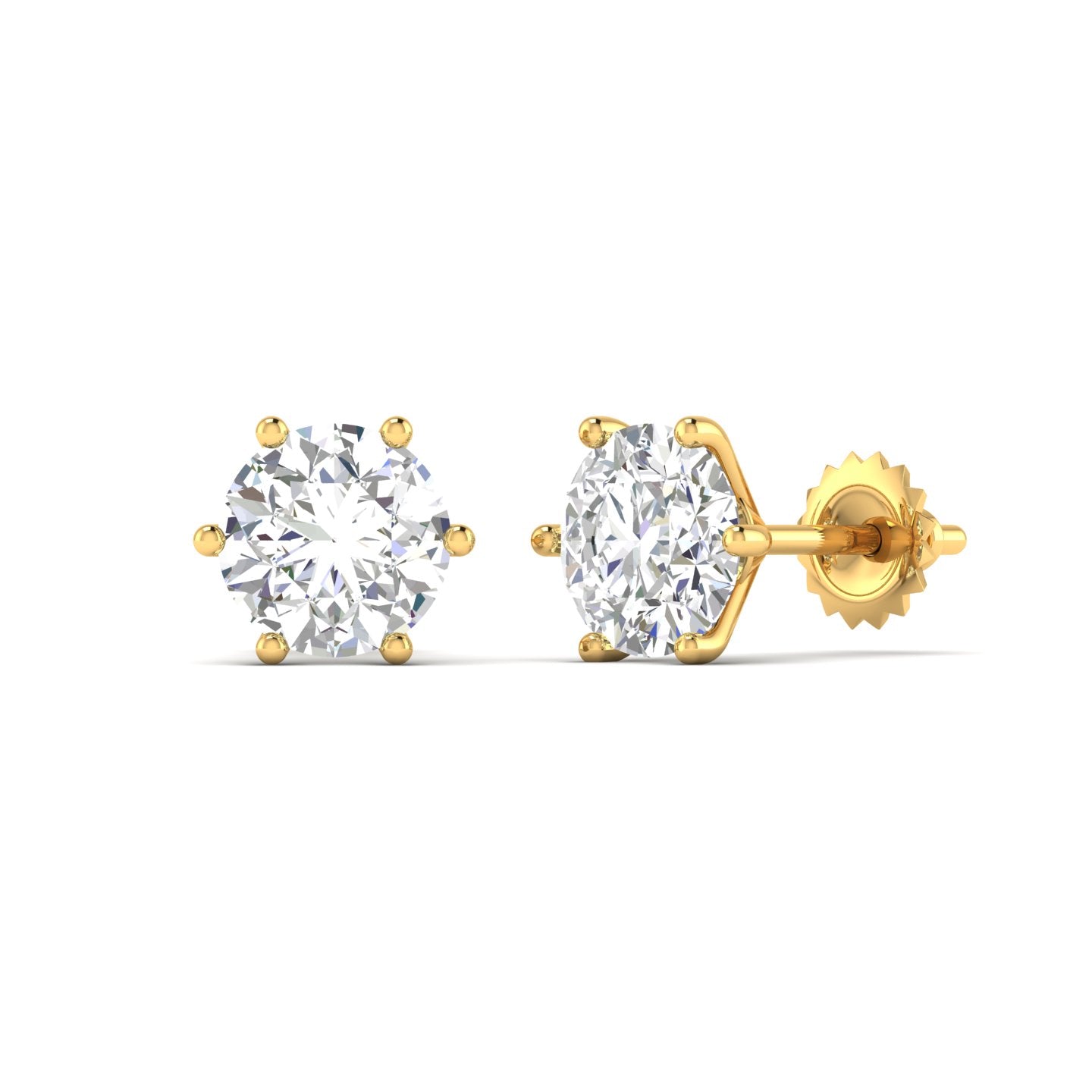 2.13 Carats Each Round Diamonds 6-prongs Setting Studs Earrings