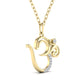 Om Pendant With Round Cut Diamond For Her