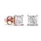 2.5 Carats Each Princess Shape Solitaire Diamond Four Prong Basket Setting Studs Earring