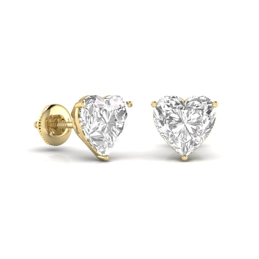 1.5 Carats Each Heart Shape Solitaire Diamond Three Prong Martini Setting Studs Earring