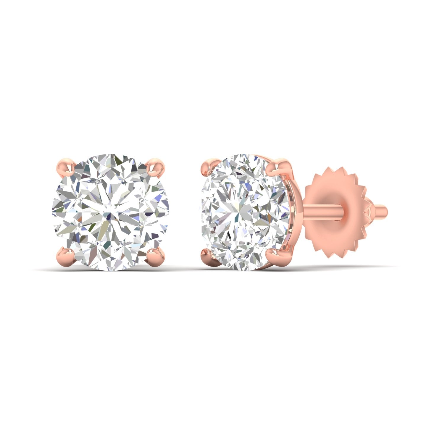 2.5 Carats Each Round Diamonds 4-Prongs Settings Studs Earrings