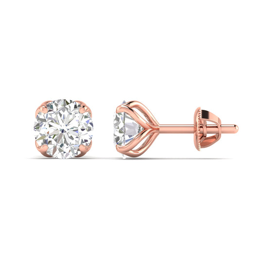 1 Carats Each Round Diamonds 4-prongs Setting Studs Earrings