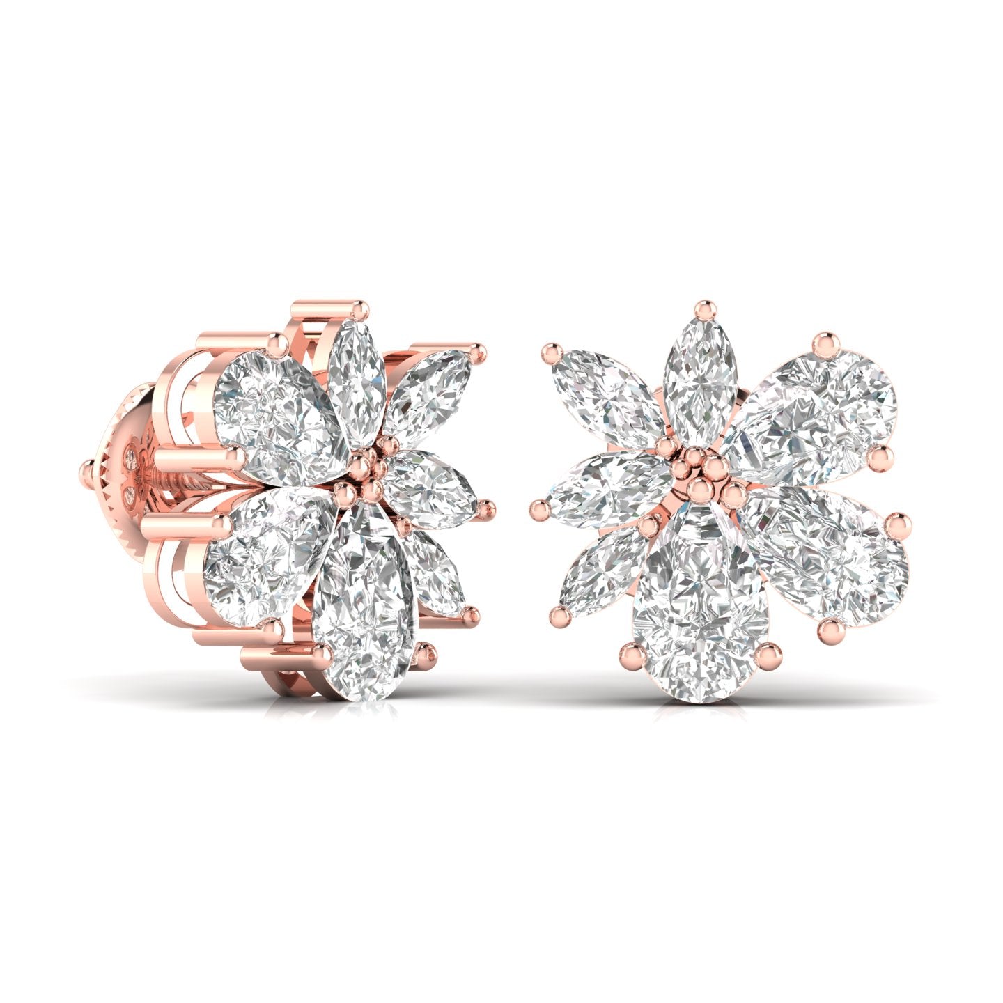 Solitaire Pear Shape & Marquise Shape Diamonds Fancy Earring