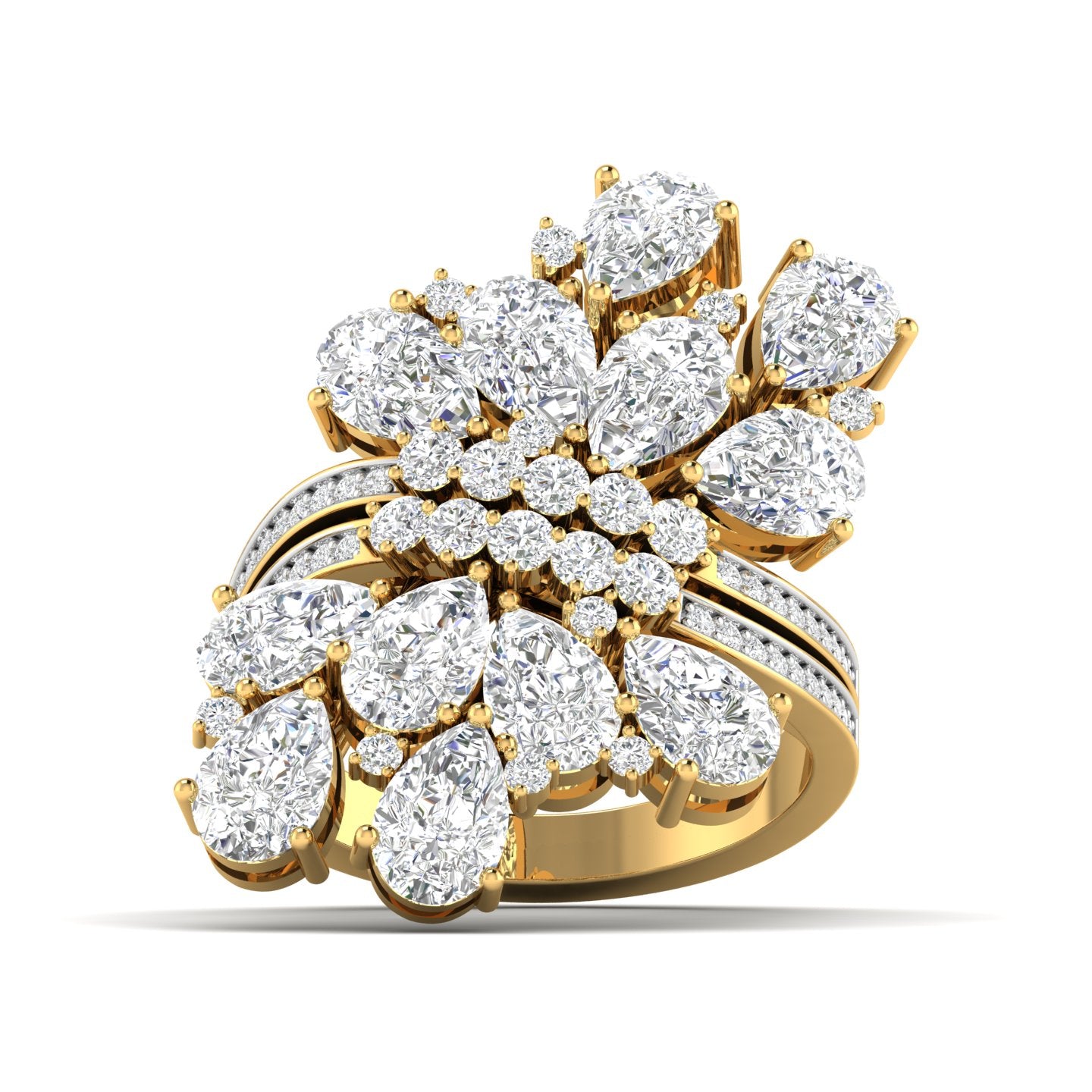 Pear-Cut Diamond Cluster Ring in  Gold