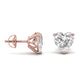 2 Carats Each Heart Shape Solitaire Diamond Three Prong Martini Setting Studs Earring