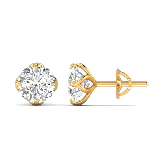 1.03 Carats Each Round Diamonds 4-Prongs Settings Studs Earring