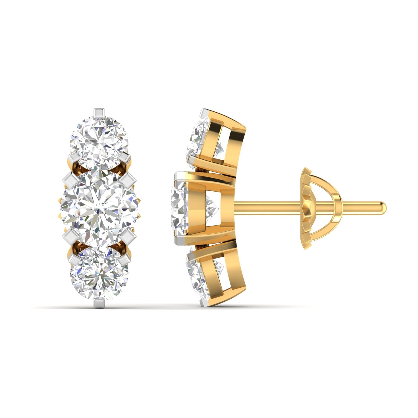 Round Cut Diamonds Triple Threat Drops Earrings