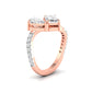 Pear & Emerald Cut Solitaire Diamonds Twisted Ring