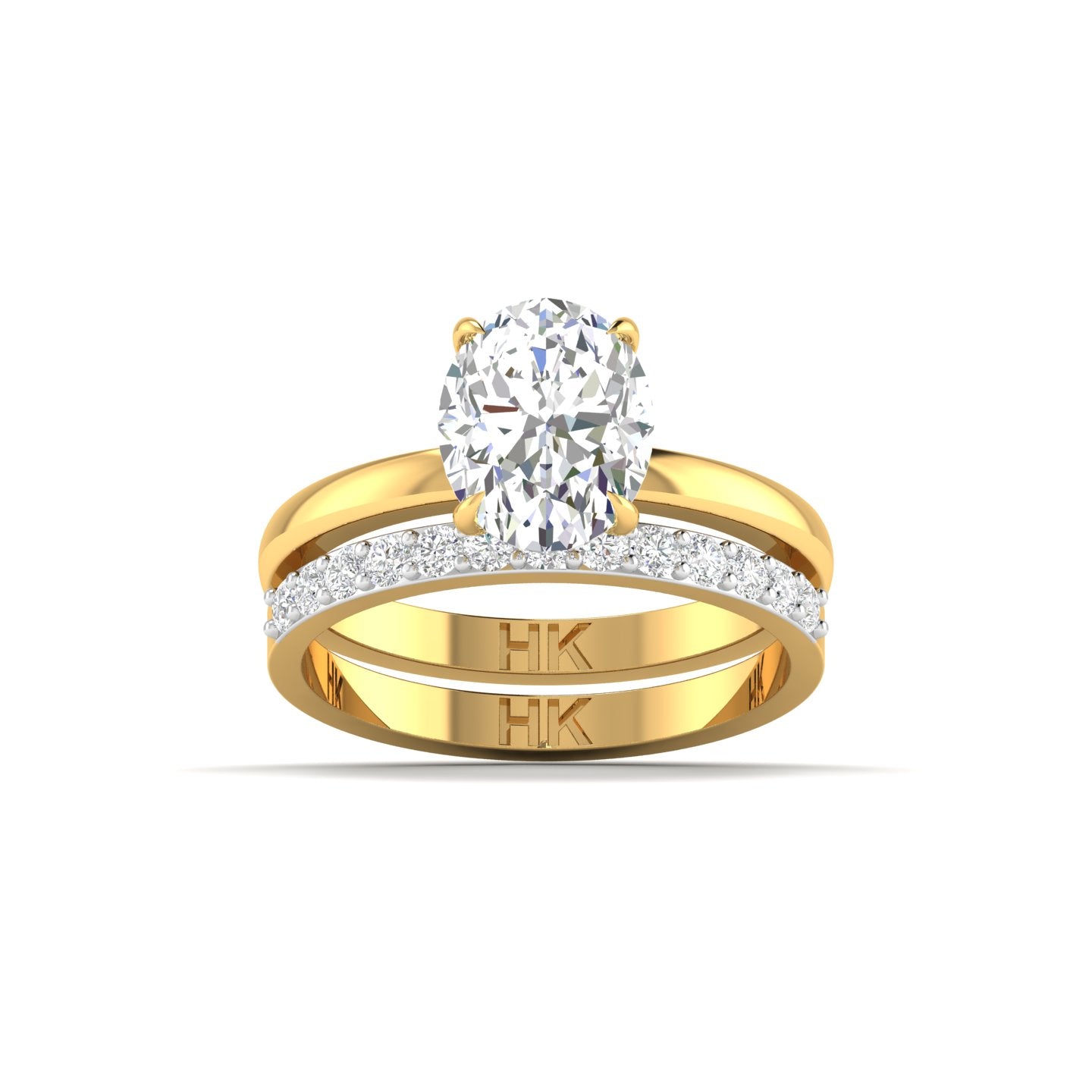 Eye-Catching Oval Diamond Ring Set for Weddings