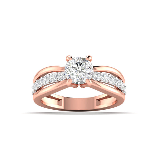 Heart-Cut Diamond Rose Gold Engagement Ring with Pave Band