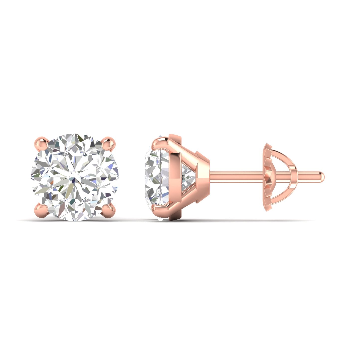 2.5 Carats Each Round Diamonds 4-Prongs Settings Studs Earrings