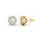 1 Carat Each Round Diamonds Halo Studs Earring