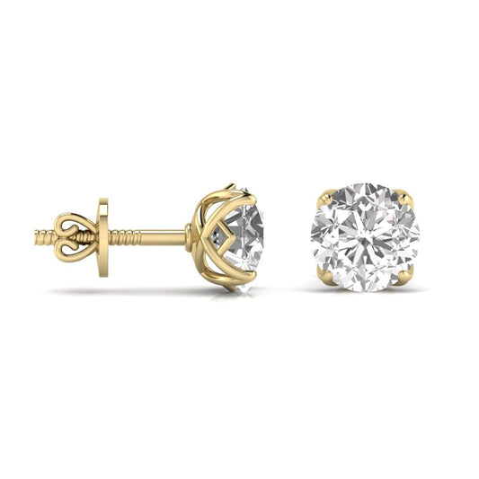 3 Carat Double Prong Setting Round Shape Solitaire Diamond Studs Earring