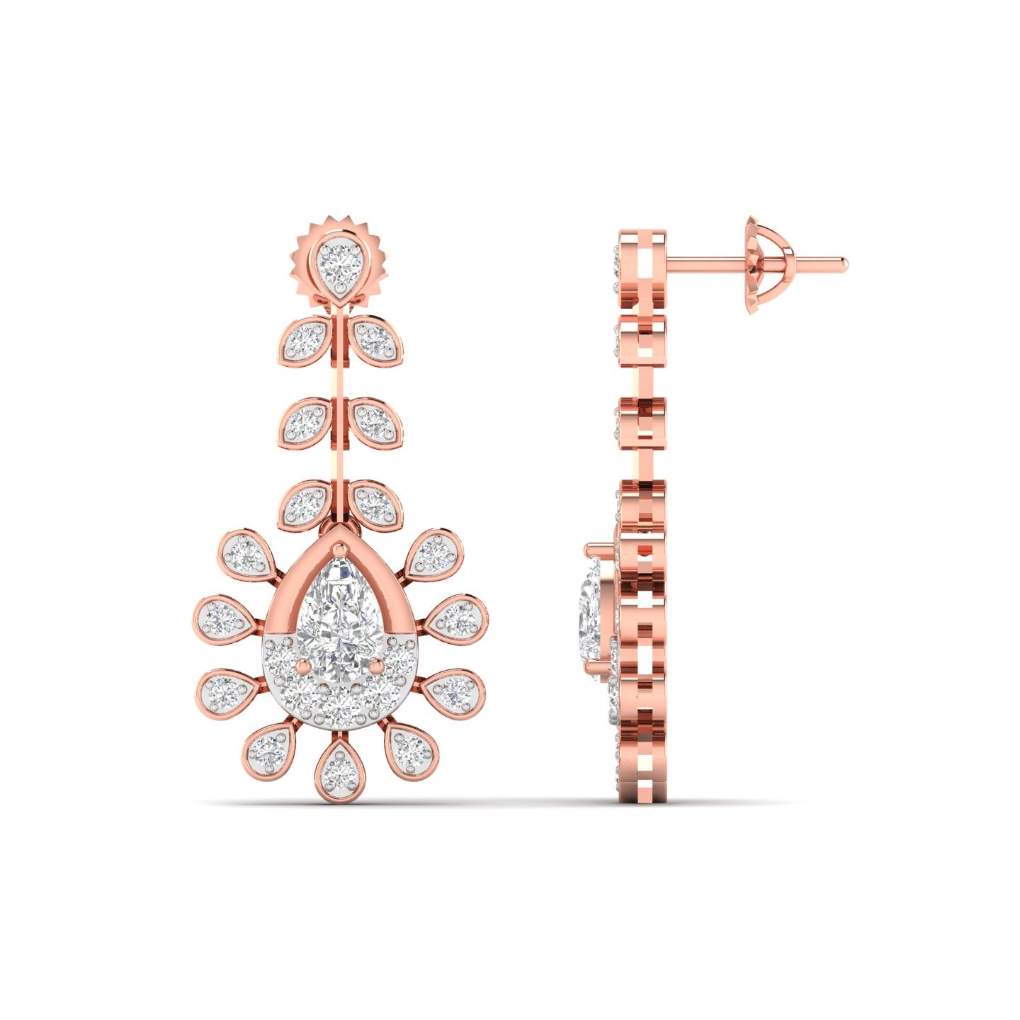 Chic Rose Gold Drop Earrings Adorned with Pear