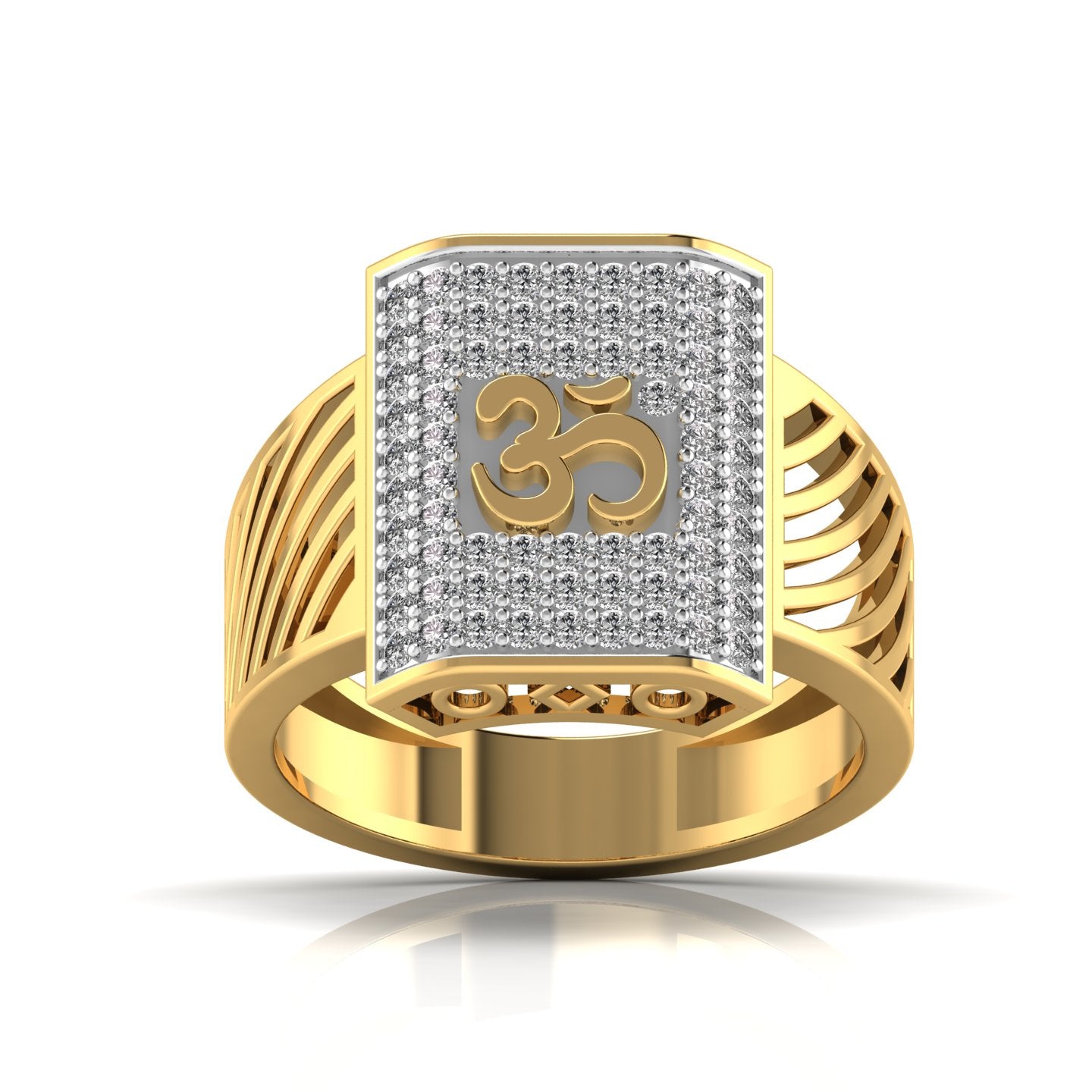 Spiritual Om Symbol Diamond Men's Ring