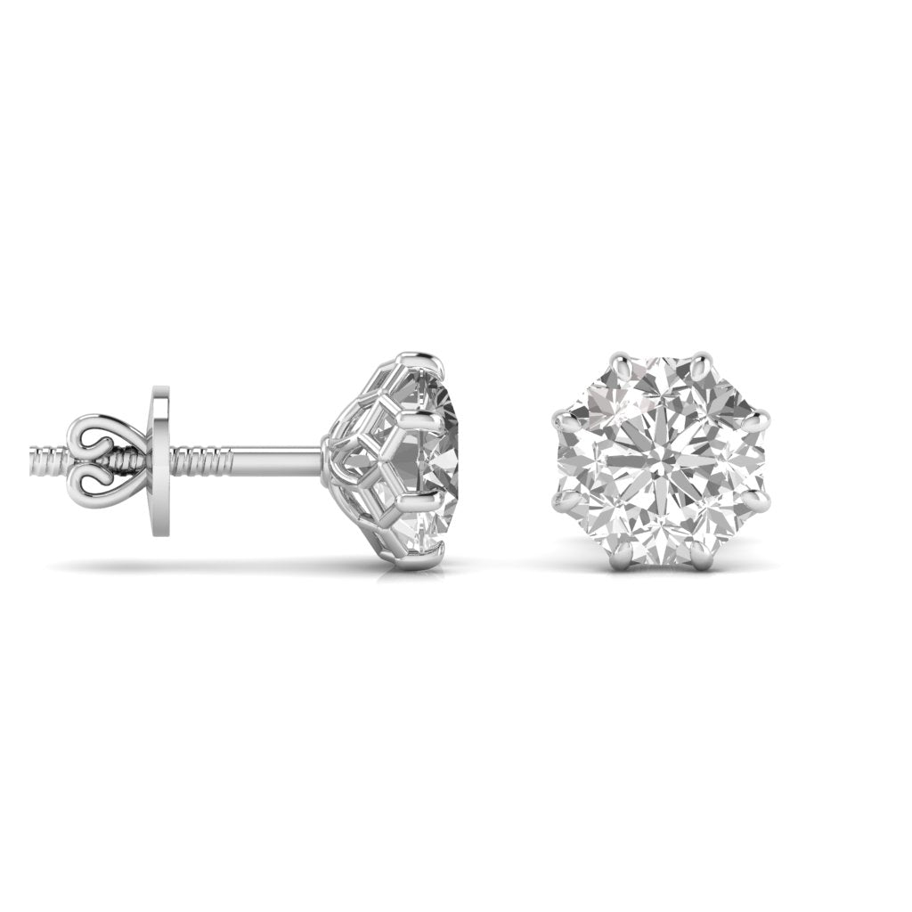 3 Carat Each Solitaire Round Diamond 8 Prongs Setting Studs Earring