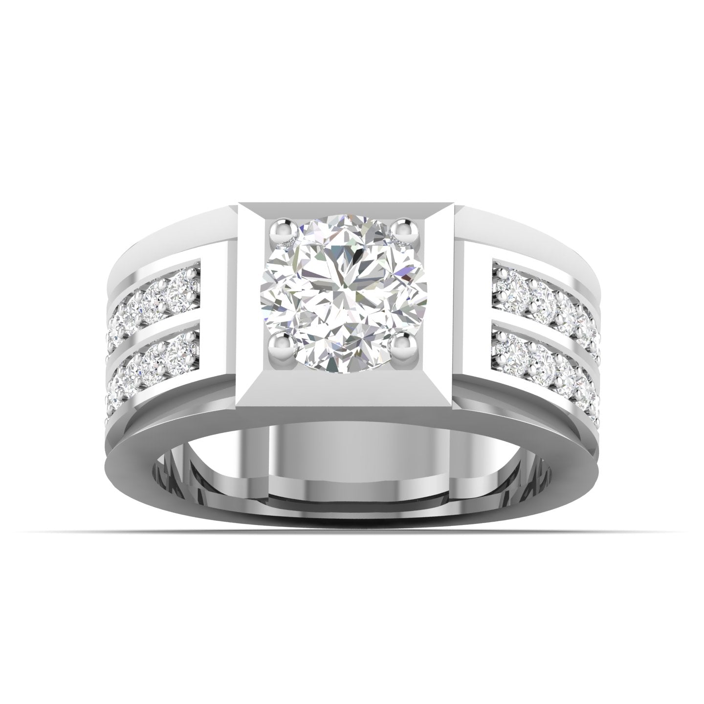 1.53 Carat Round Cut Diamond Square Silhouette