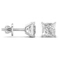 2.5 Carats Each Princess Shape Solitaire Diamond Four Prong Basket Setting Studs Earring