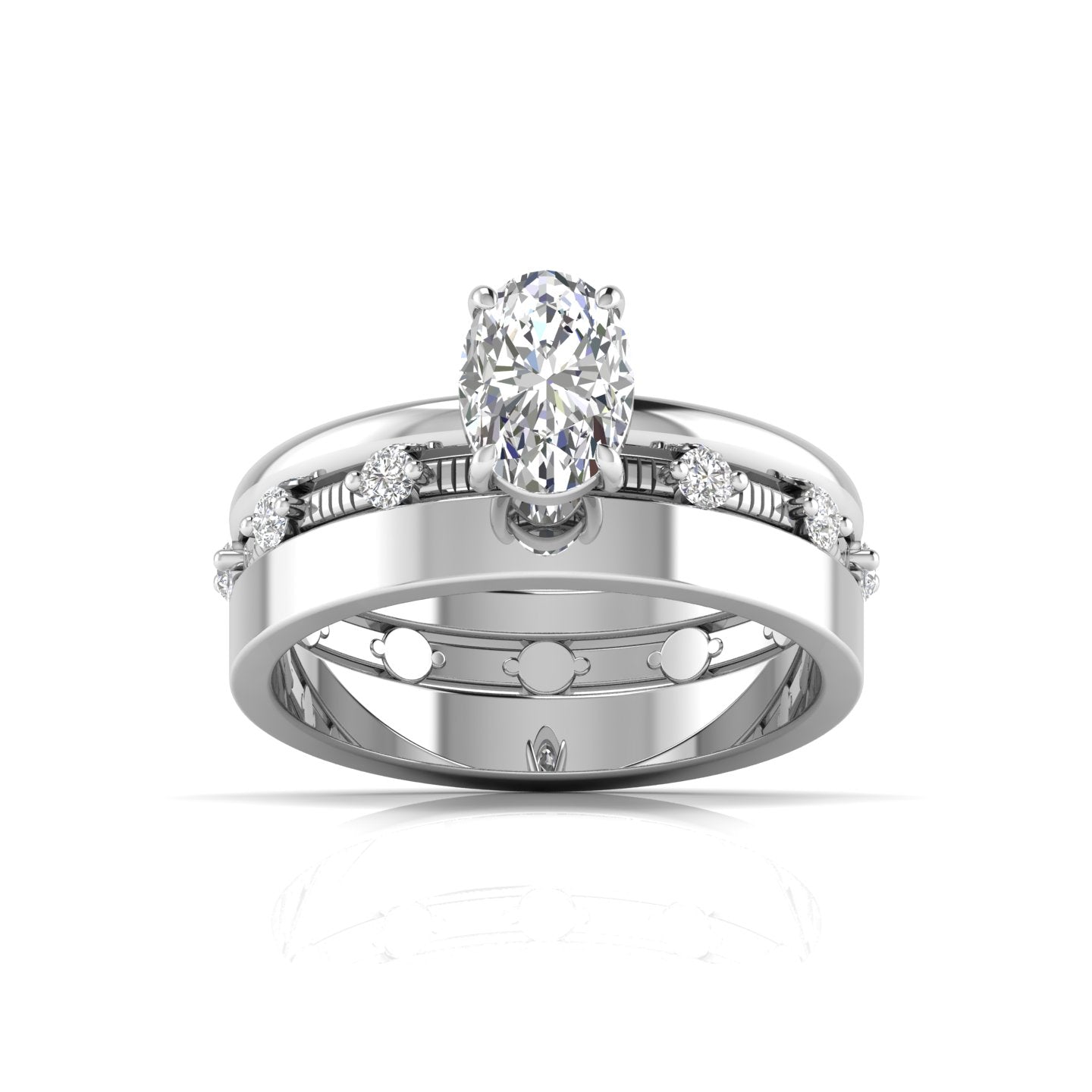 1.01 Carat Centre Solitaire Oval Diamond Celestial Circle Ring