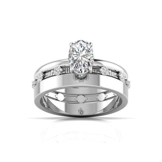 1.01 Carat Centre Solitaire Oval Diamond Celestial Circle Ring