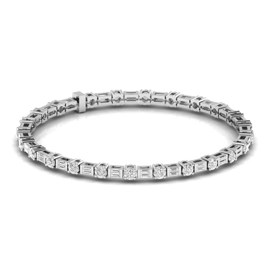 Baguette & Round Shape Diamonds Bangle