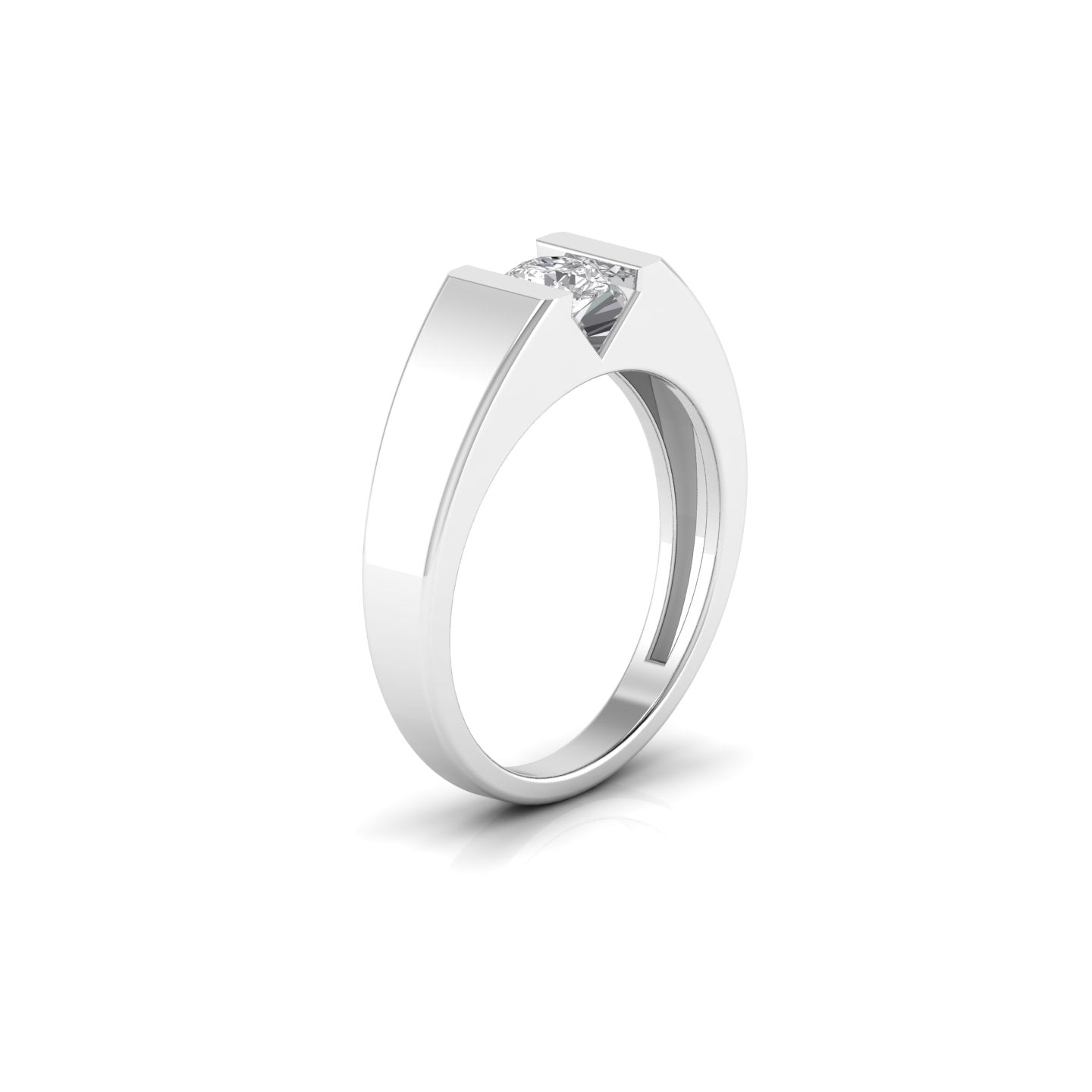 50 Pointers Centre Solitaire Round Diamond Wide Band Ring