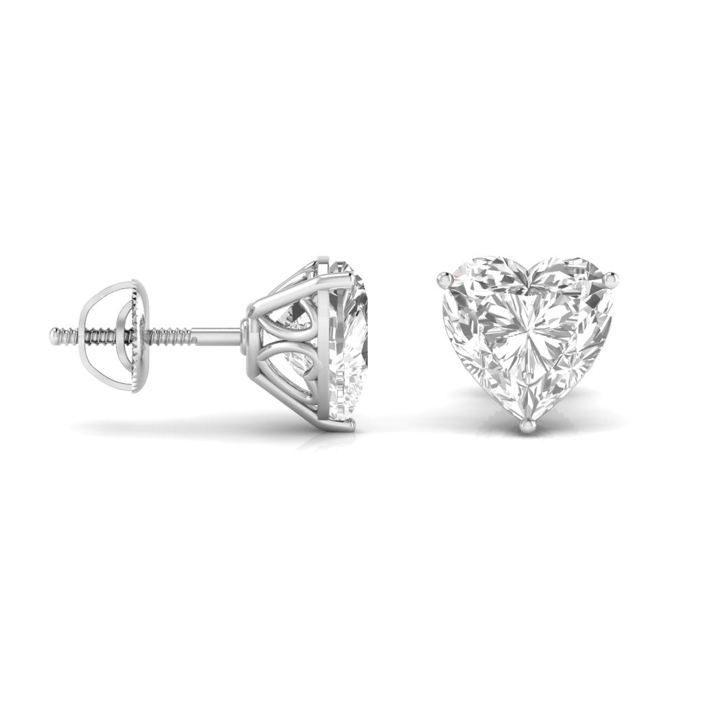 1.5 Carats Each Heart Shape Solitaire Diamond Three Prong Martini Setting Studs Earring