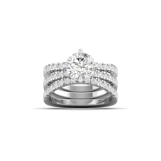 Sparkling Diamond Ring Set Three Piece Wedding Set