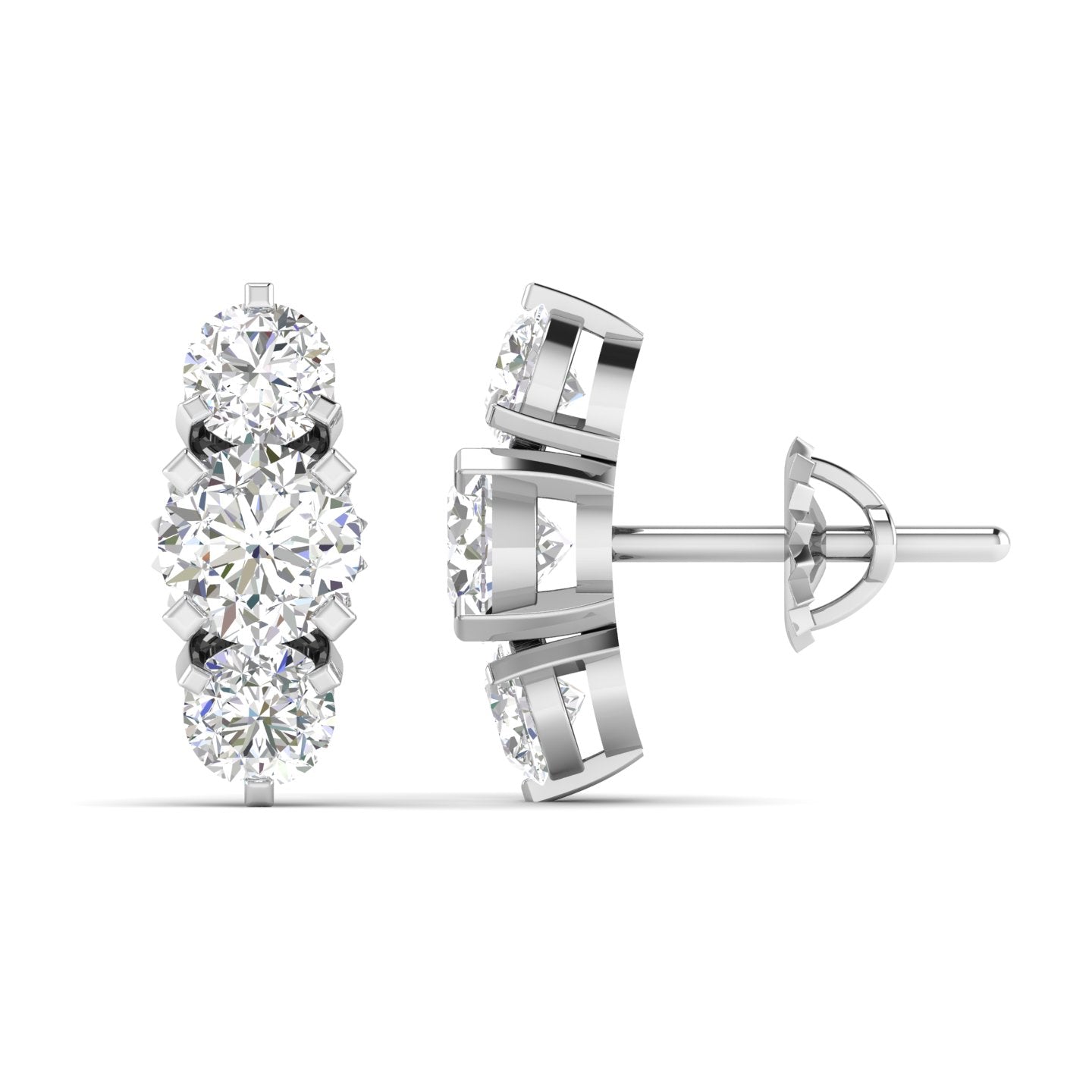 Round Cut Diamonds Triple Threat Drops Earrings