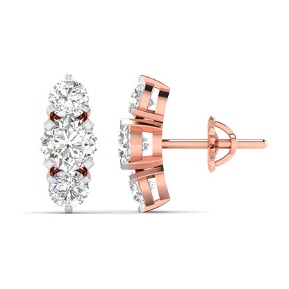 Round Cut Diamonds Triple Threat Drops Earrings