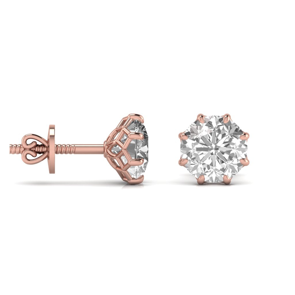 2 Carats Each Round Diamond 8 Prong Setting Studs Earring