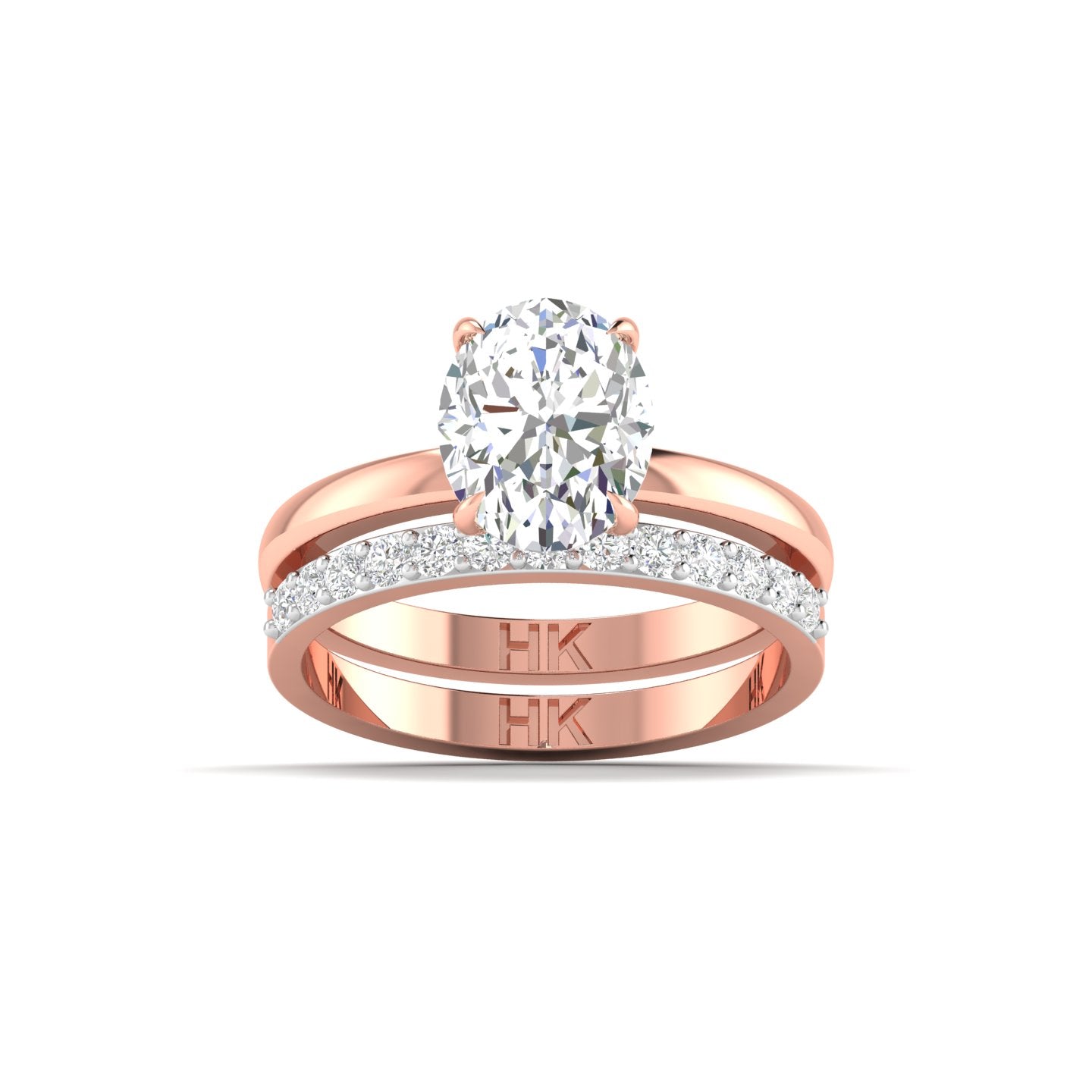 Eye-Catching Oval Diamond Ring Set for Weddings