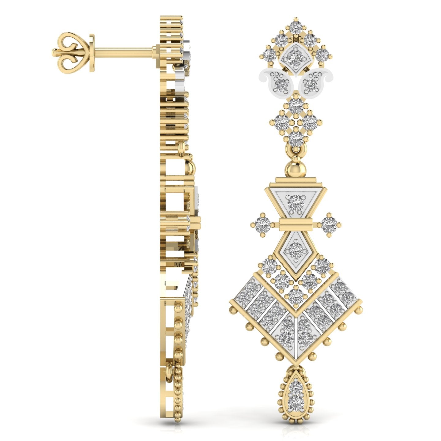 Royal Style Round Cut Diamond Dangler Earring