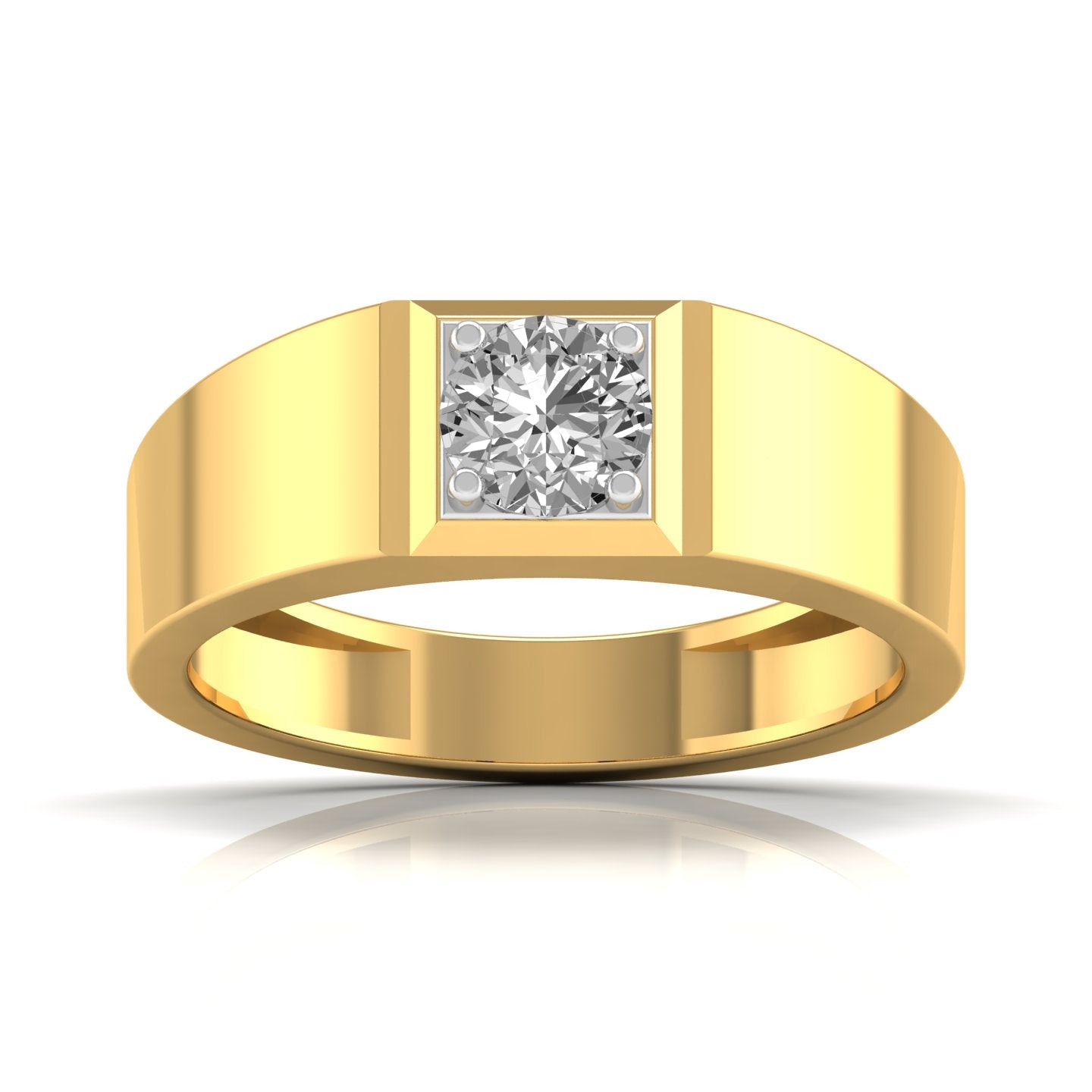 90 Pointers Round Diamond Single Solitaire Men's Ring