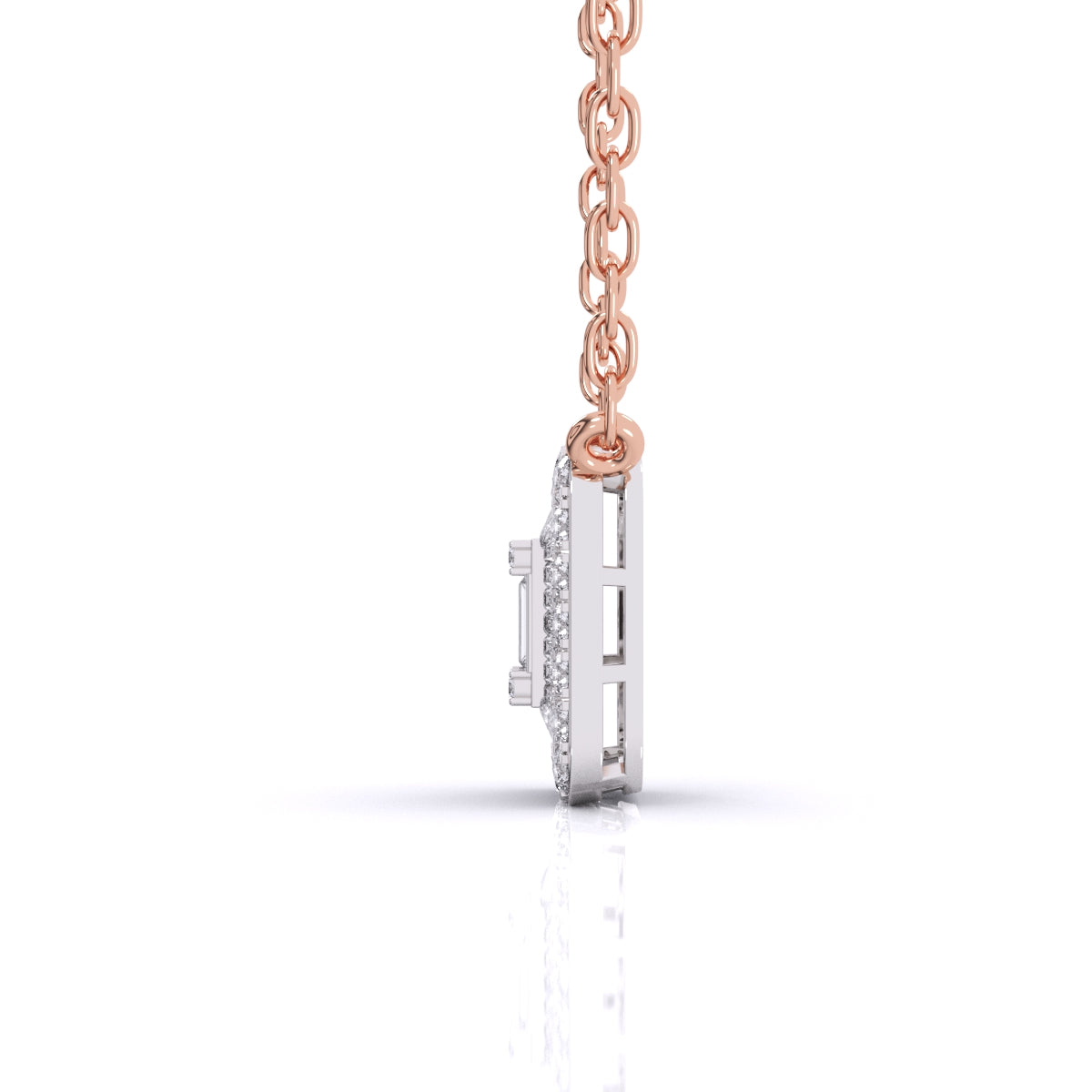 Baguette Diamond Pave Setting Pendant