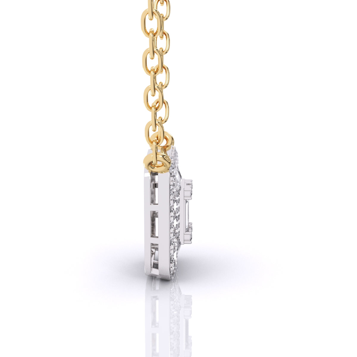 Baguette Diamond Pave Setting Pendant