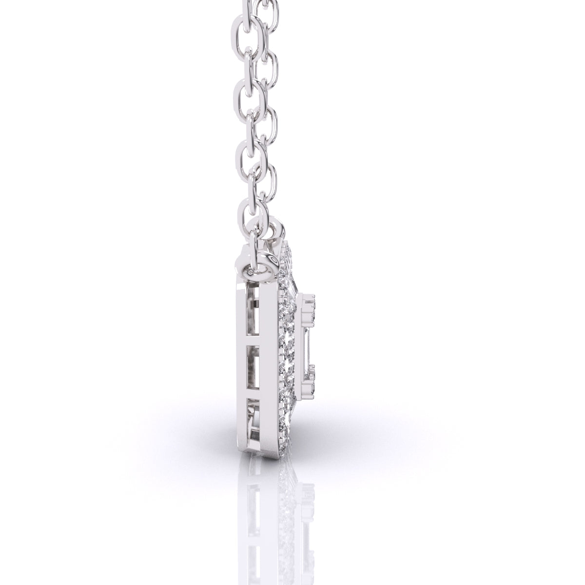 Baguette Diamond Pave Setting Pendant