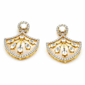 Elegant Pear Polki Diamond Earrings