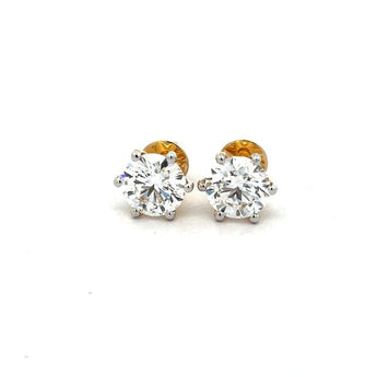 Classic Round Brilliant Cut Diamond Stud Earrings in 14K White Gold