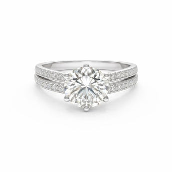 4 Carat Round Brilliant Cut Diamond Ring in White Gold