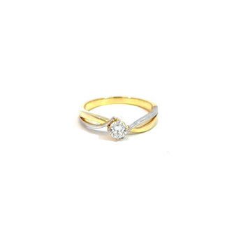 Two Tone Gold Solitaire Diamond Ring for Women