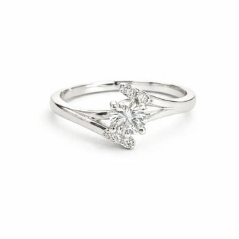 Dainty White Gold Diamond Promise Ring featuring Sparkling Pavé Accents