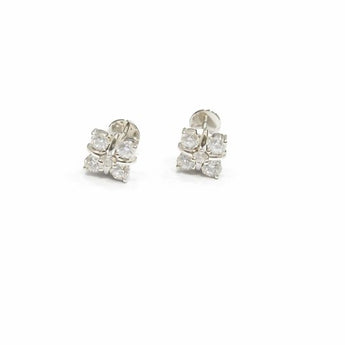  Round Diamond Floral Cluster Earrings