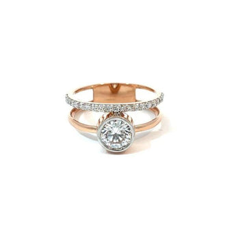 Elegant 1.252 Carat Diamond Bezel Set Ring with Double Band Design