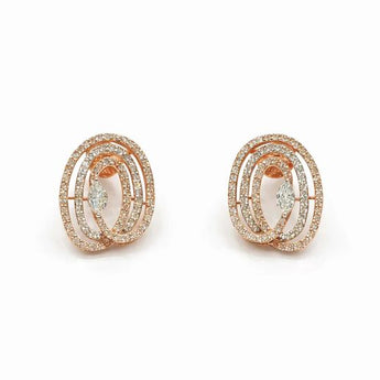0.2 Cent Marquise Diamond Concentric Oval Earrings