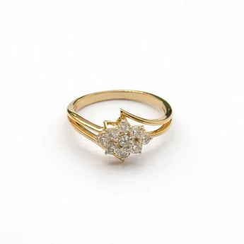 Rose Gold Diamond Floral Cluster Ring with Bypass Shank
