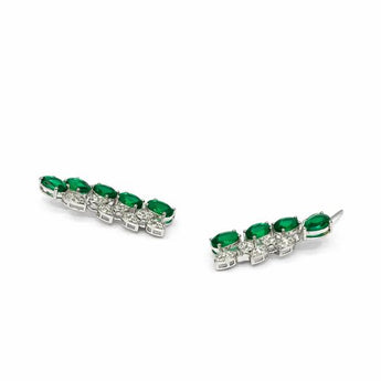  Marquise Emerald and Diamond Long Danglers